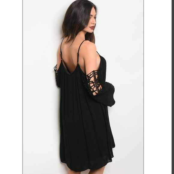 Le Shop Dresses & Skirts - Boho Cold shoulder bell embroidered sleeve dress